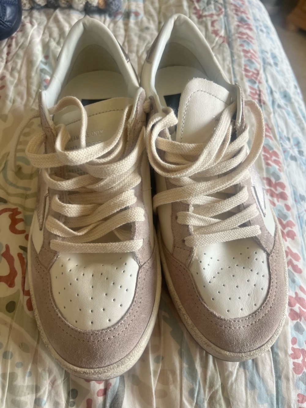 Golden Goose Ball Star NEW in Cream and Light Beige Suede Limited Swarovski